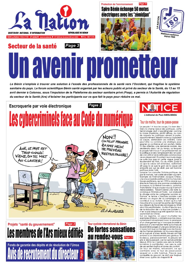 Quotidien " La Nation" du 28 Avril 2023