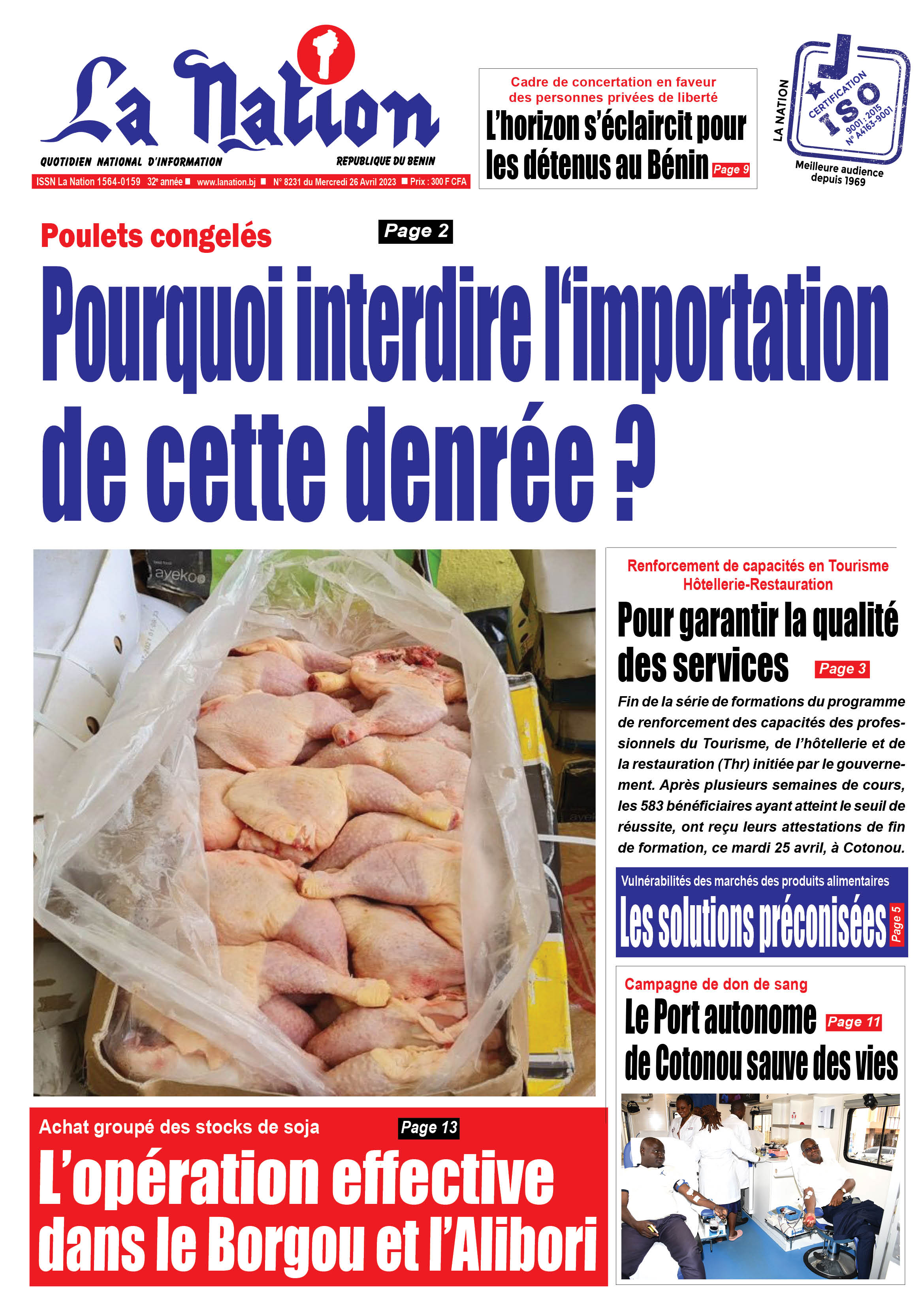 Quotidien ''La Nation'' du 26 Avril 2023