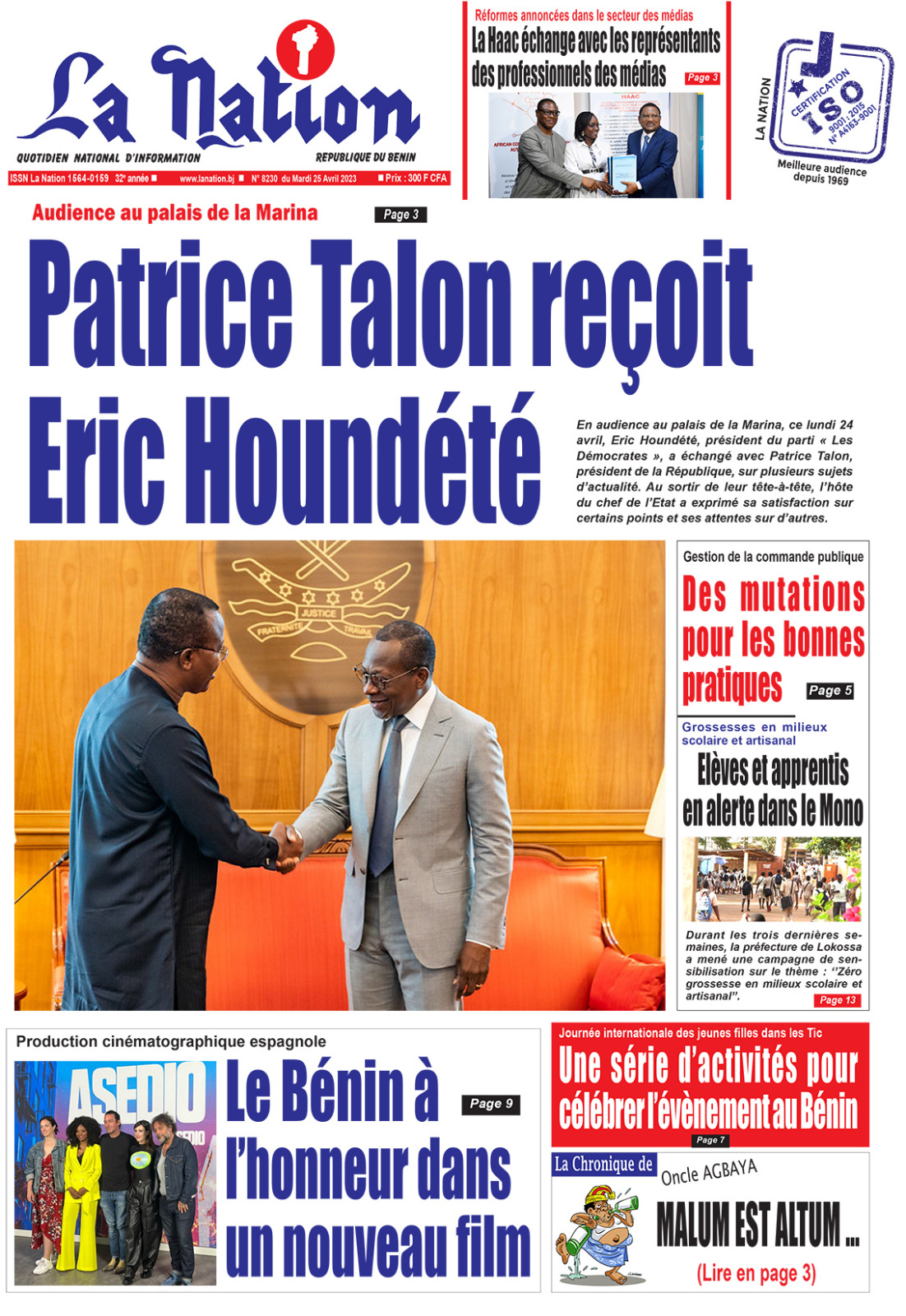 Quotidien "La Nation" du 25 Avril 2023