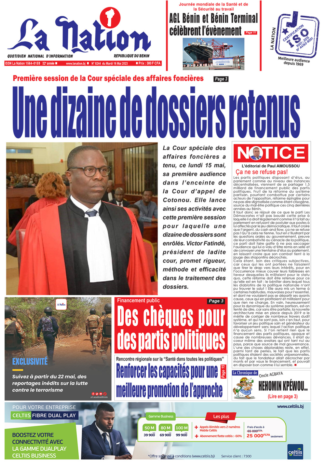 Quotidien "La Nation" du 16 Mai 2023