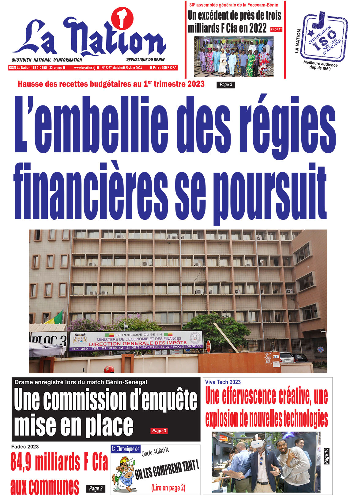 Quotidien ''La Nation'' du 20 Juin 2023
