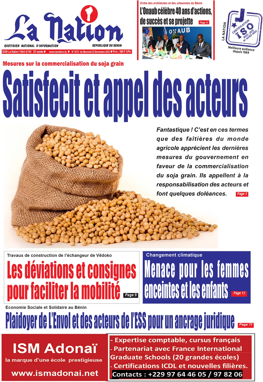 Quotidien ''La Nation'' du 22 Novembre 2023