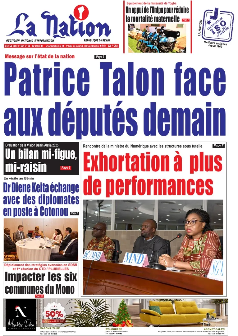 Quotidien ''La Nation'' du 20 Décembre 2023