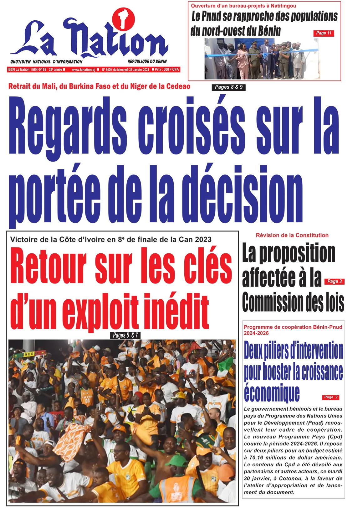 Quotidien ''La Nation'' du 31 Janvier 2024