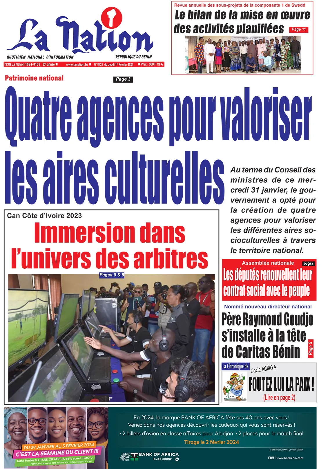 Quotidien ''La Nation'' du 0 1Février 2024