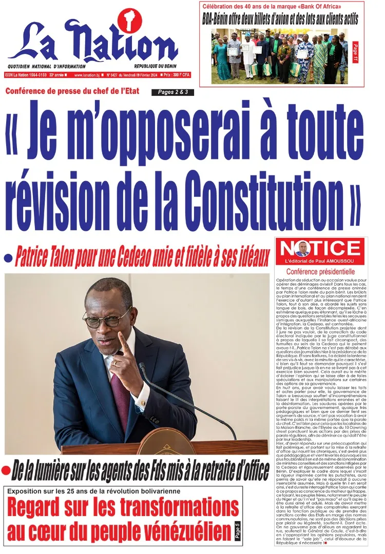 Quotidien ''La Nation'' du 09 Février 2024