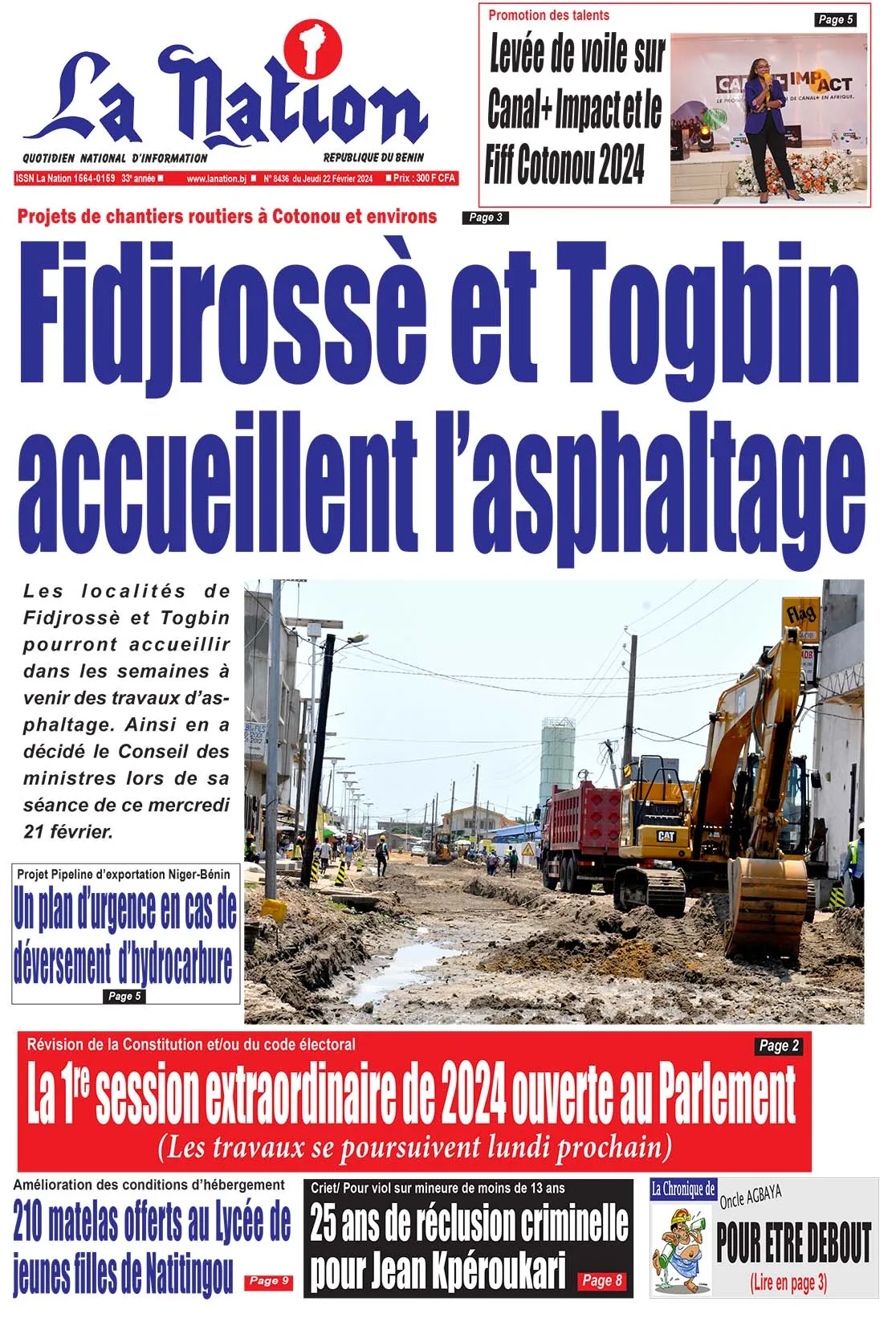 Quotidien ''La Nation'' du 22 Février 2024