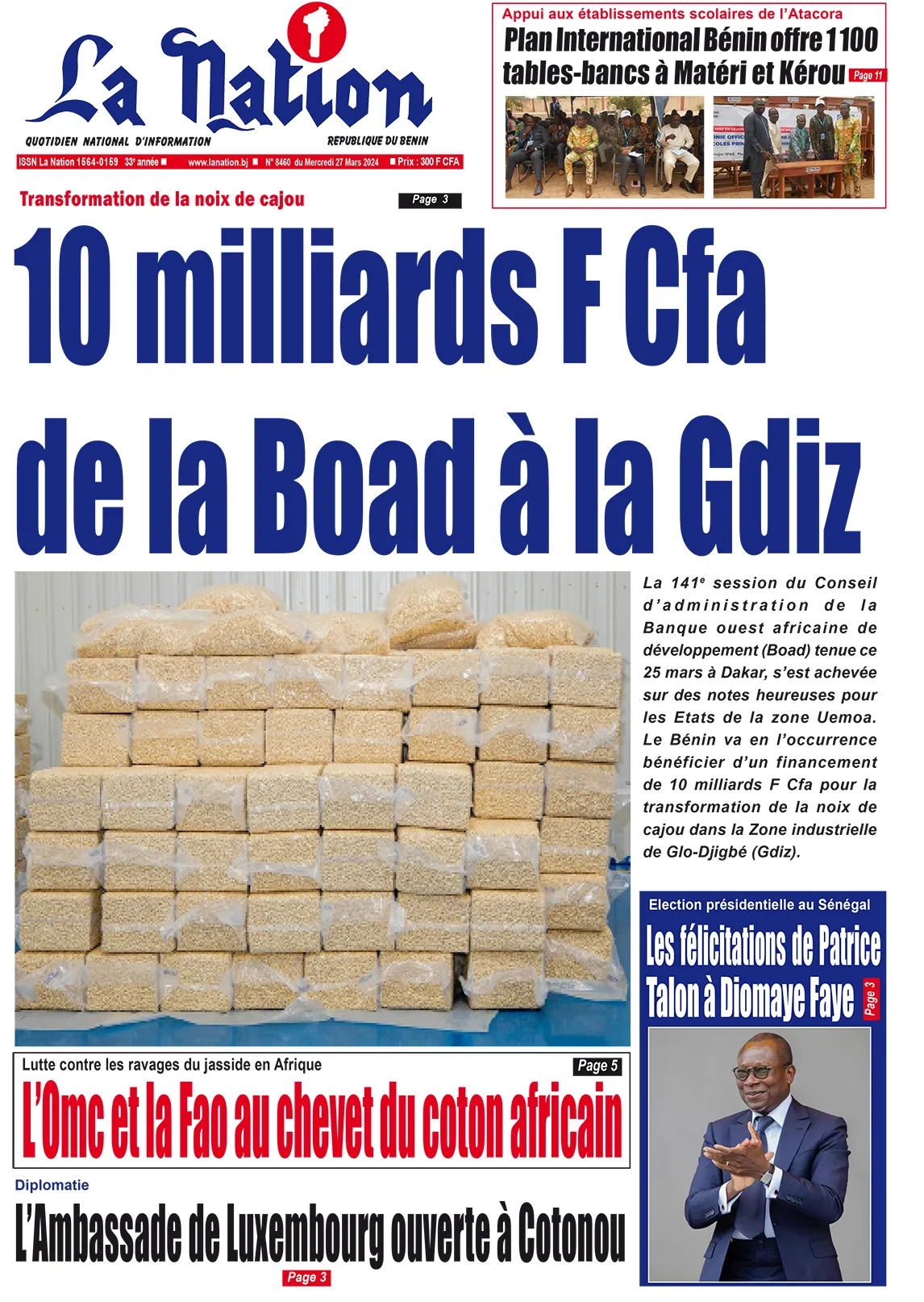 Quotidien ''La Nation'' du 27 Mars 2024