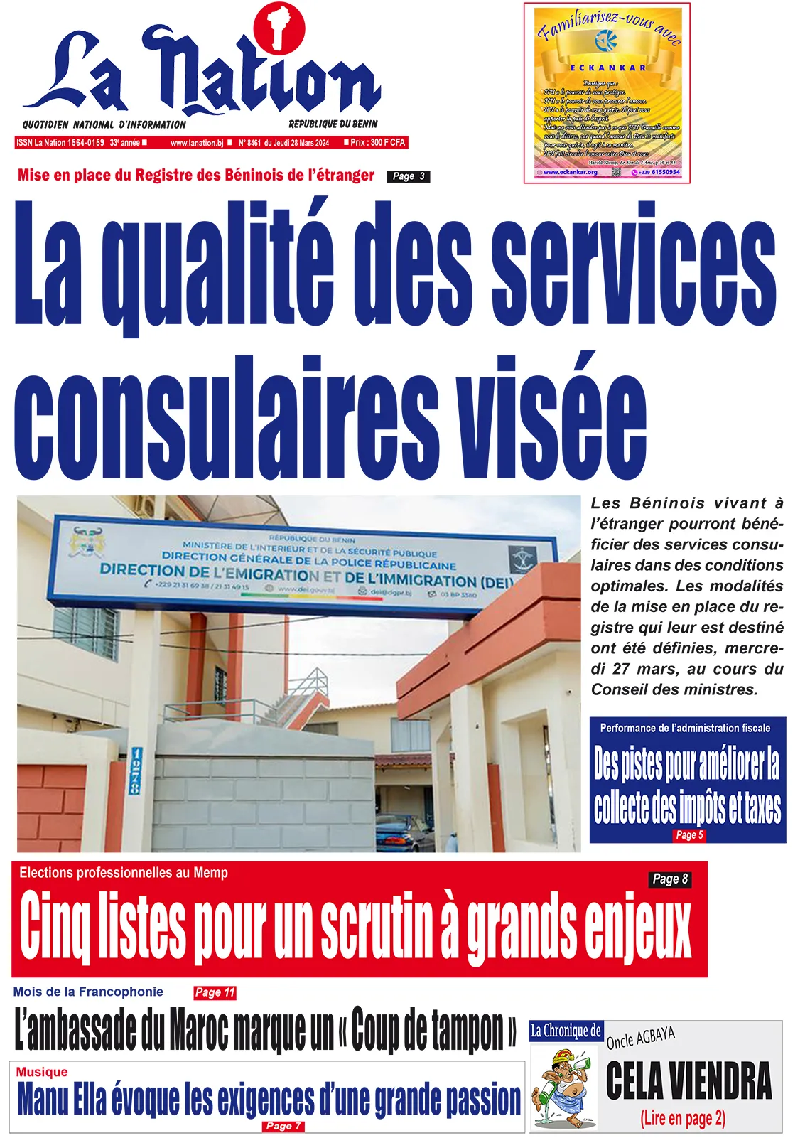 Quotidien ''La Nation'' du 28 Mars 2024