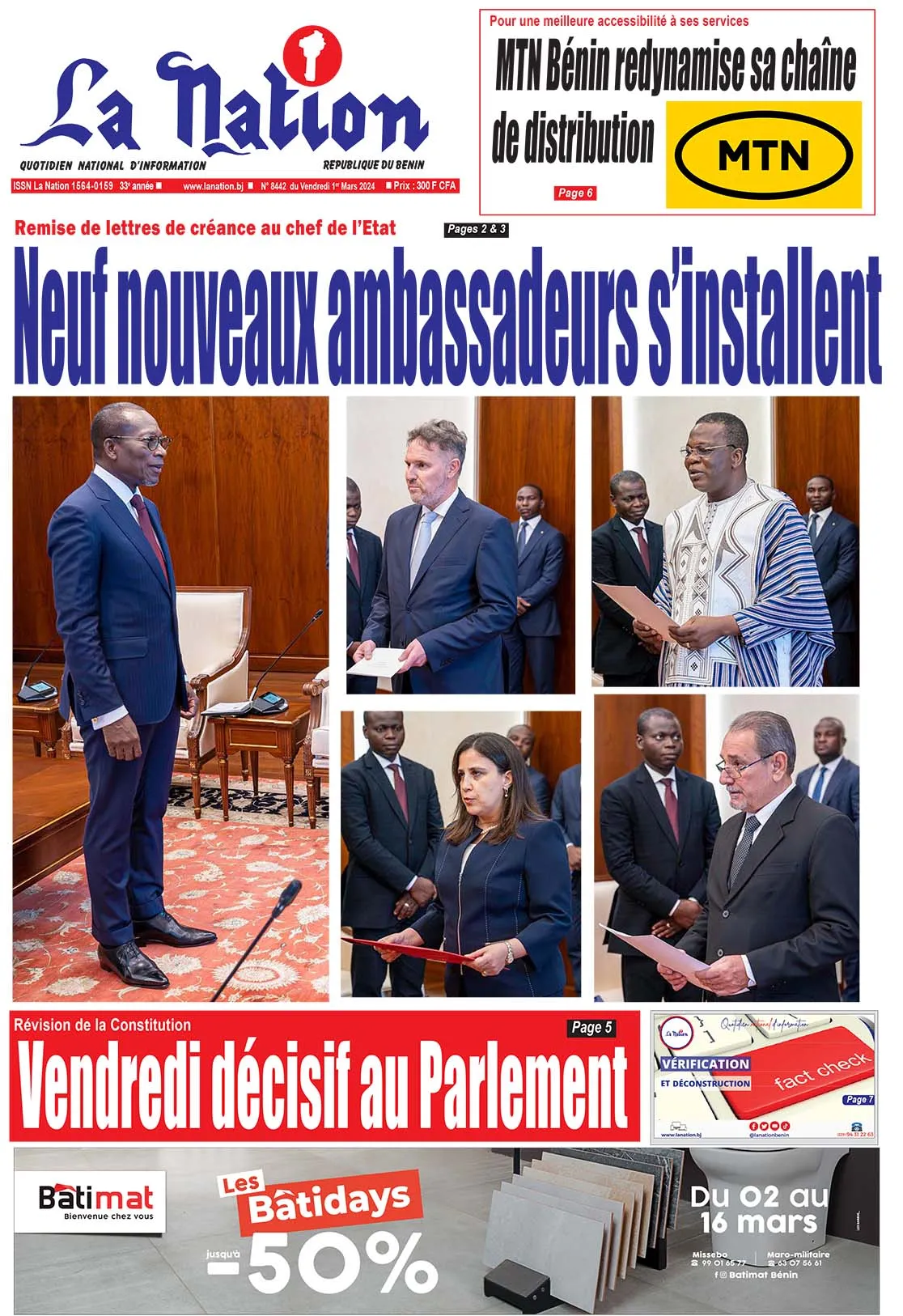 Quotidien ''La Nation'' du 1er Mars 2024