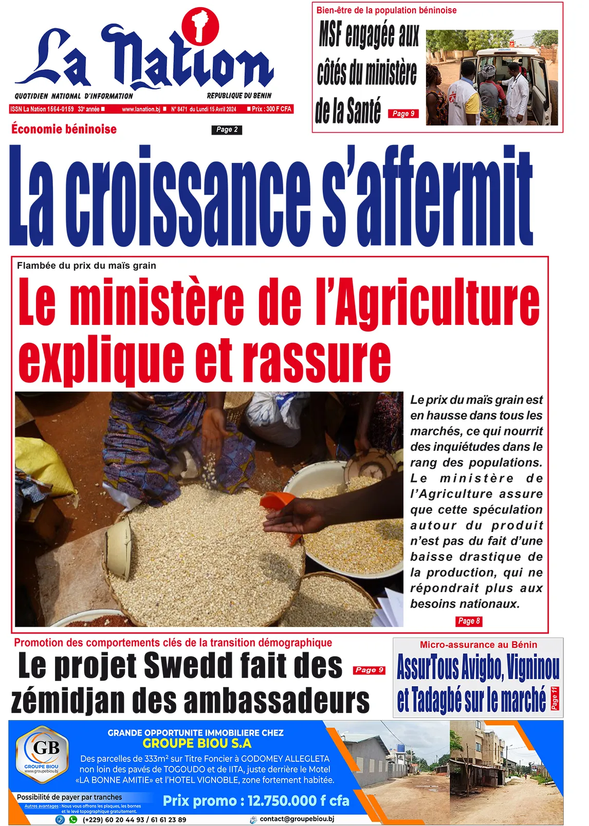 Quotidien ''La Nation'' du 22 Avril 2024