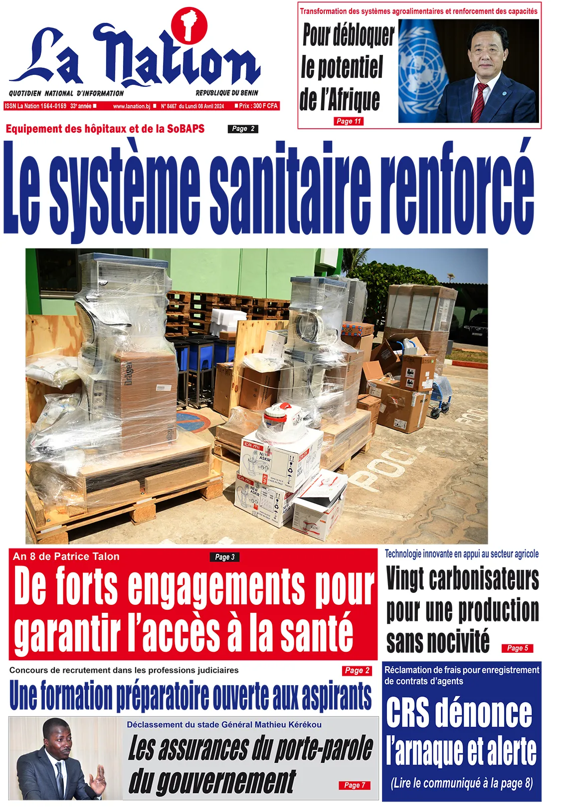 Quotidien ''La Nation'' du 08 Avril 2024