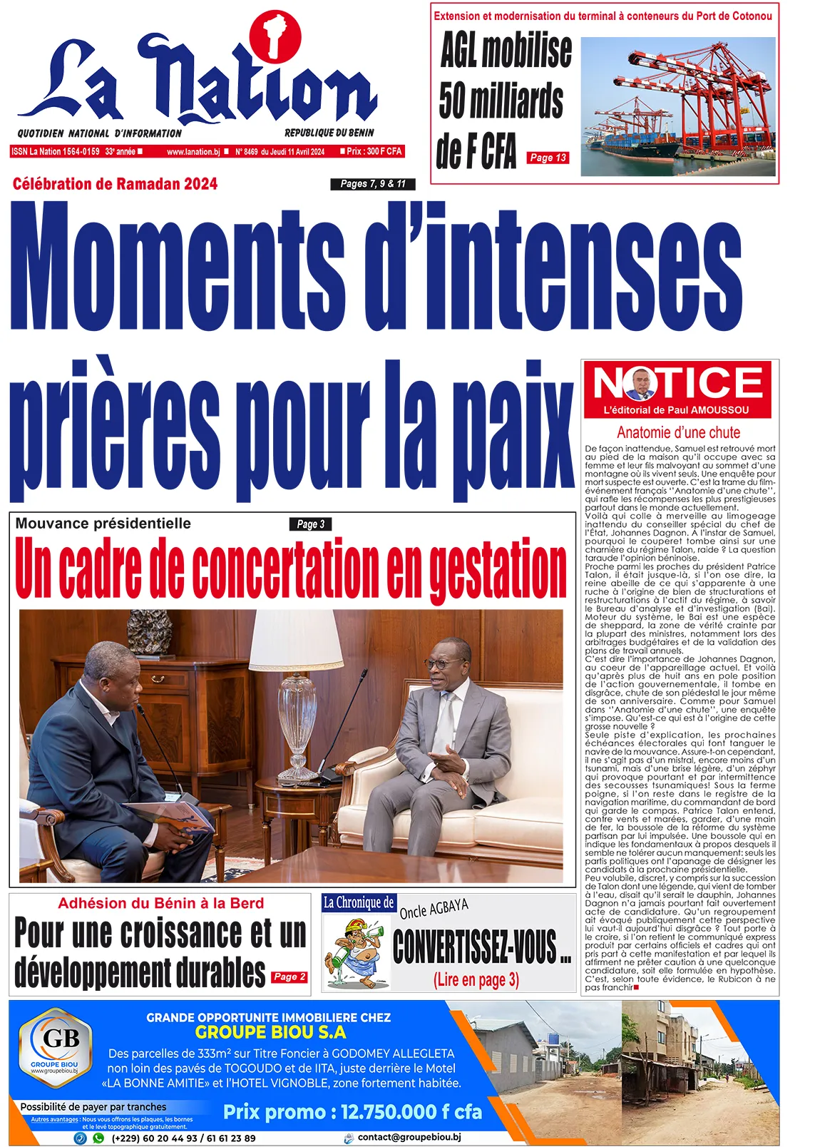 Quotidien ''La Nation'' du 11 Avril 2024