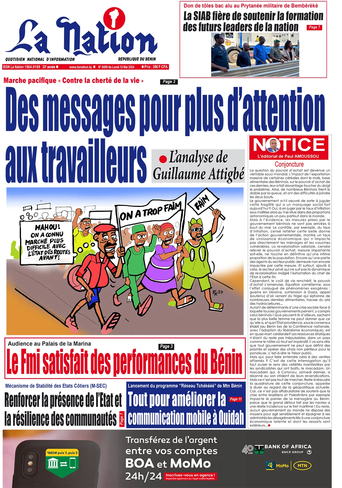 Quotidien ''La Nation'' du 13 Mai 2024