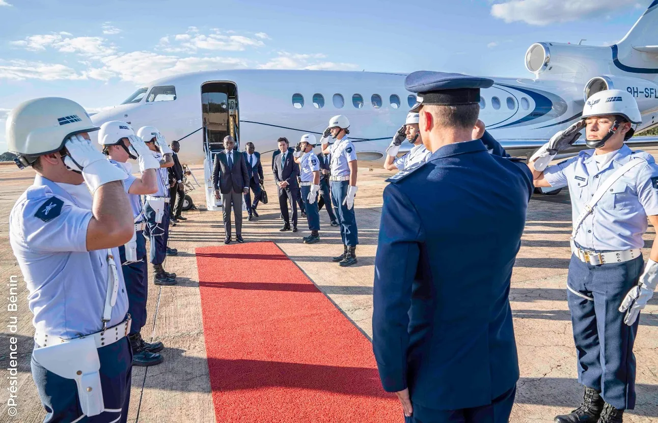 Le chef de l'Etat Patrice Talon à son arrivée  en terre brésilienne