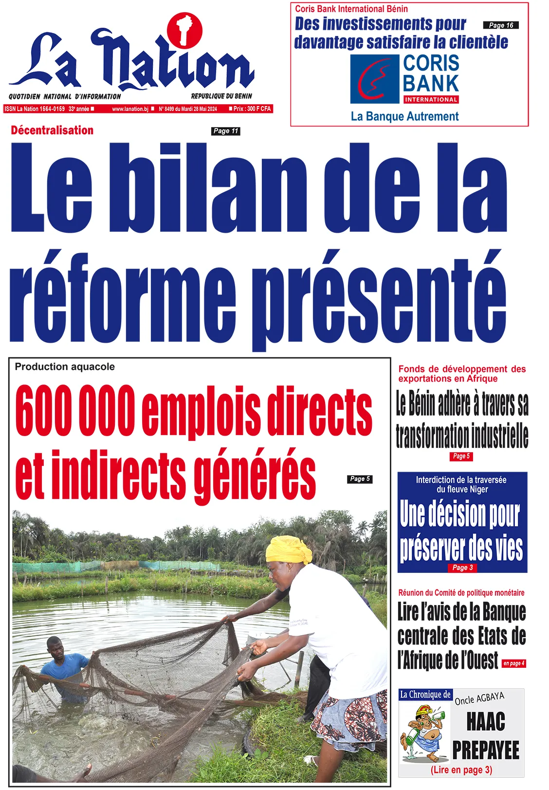 Quotidien ''La Nation'' du 28 Mai 2024