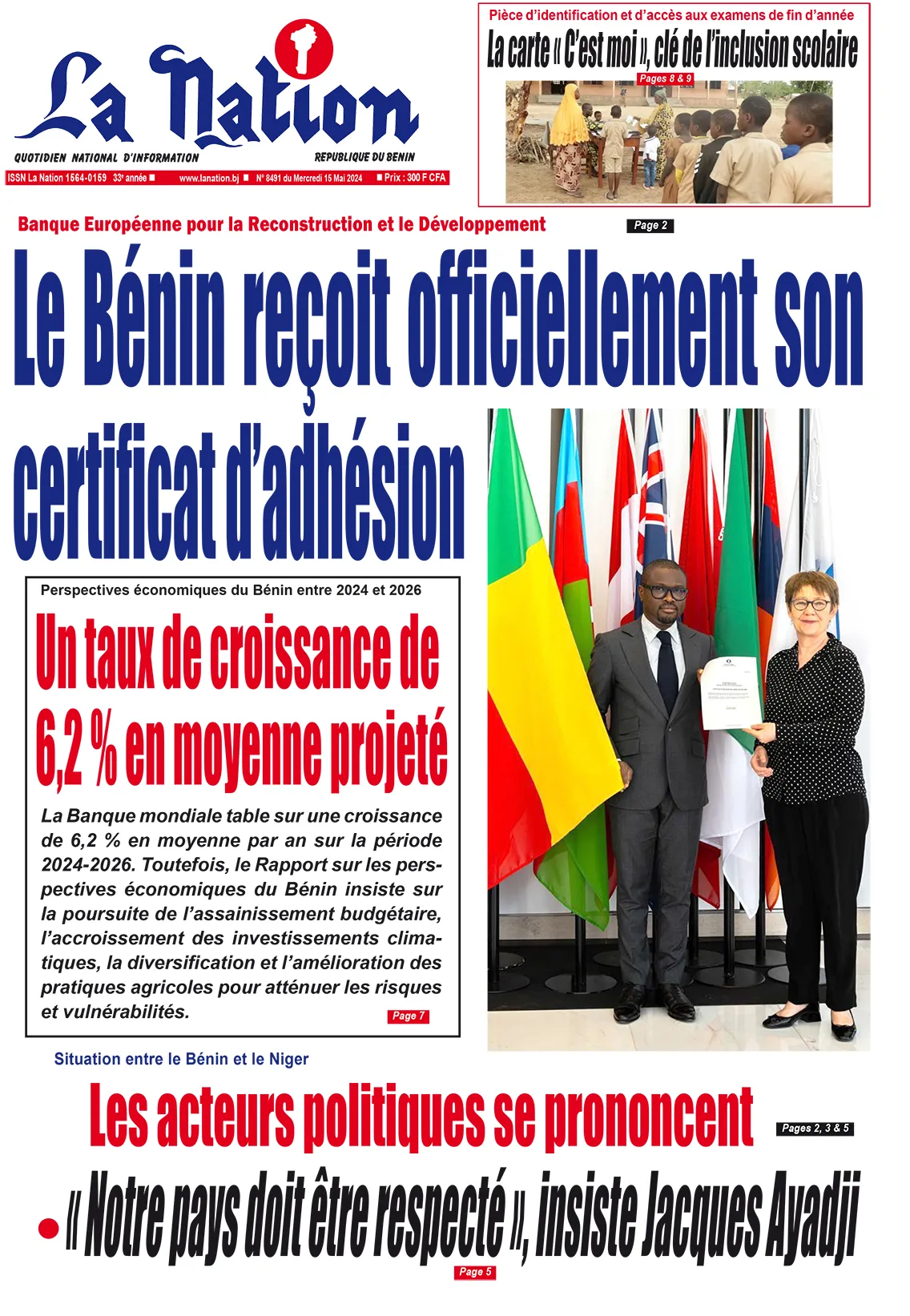 Quotidien ''La Nation'' du 15 Mai 2024
