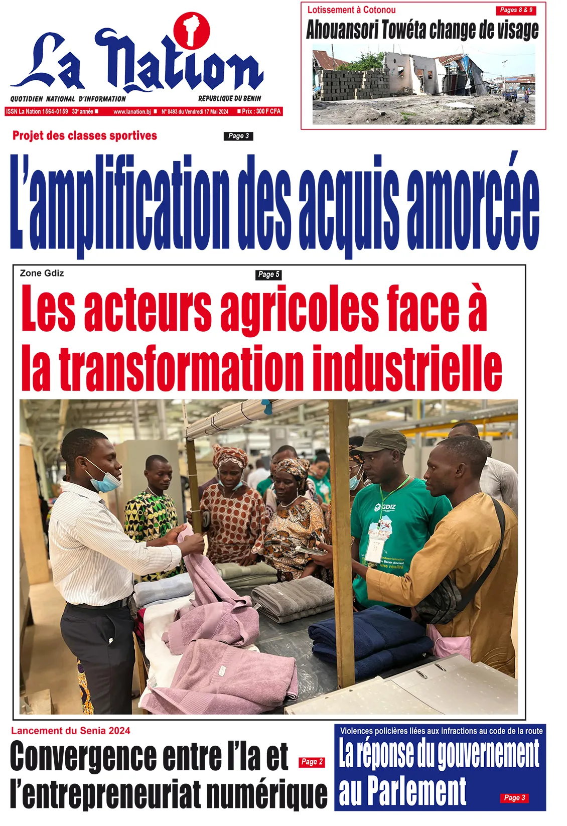 Quotidien ''La Nation'' du 17 Mai 2024