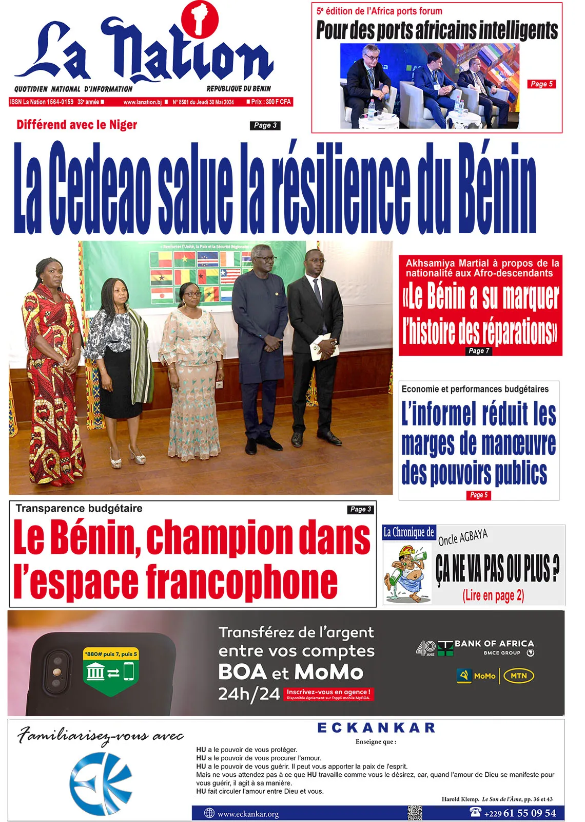 Quotidien ''La Nation'' du 30 Mai 2024