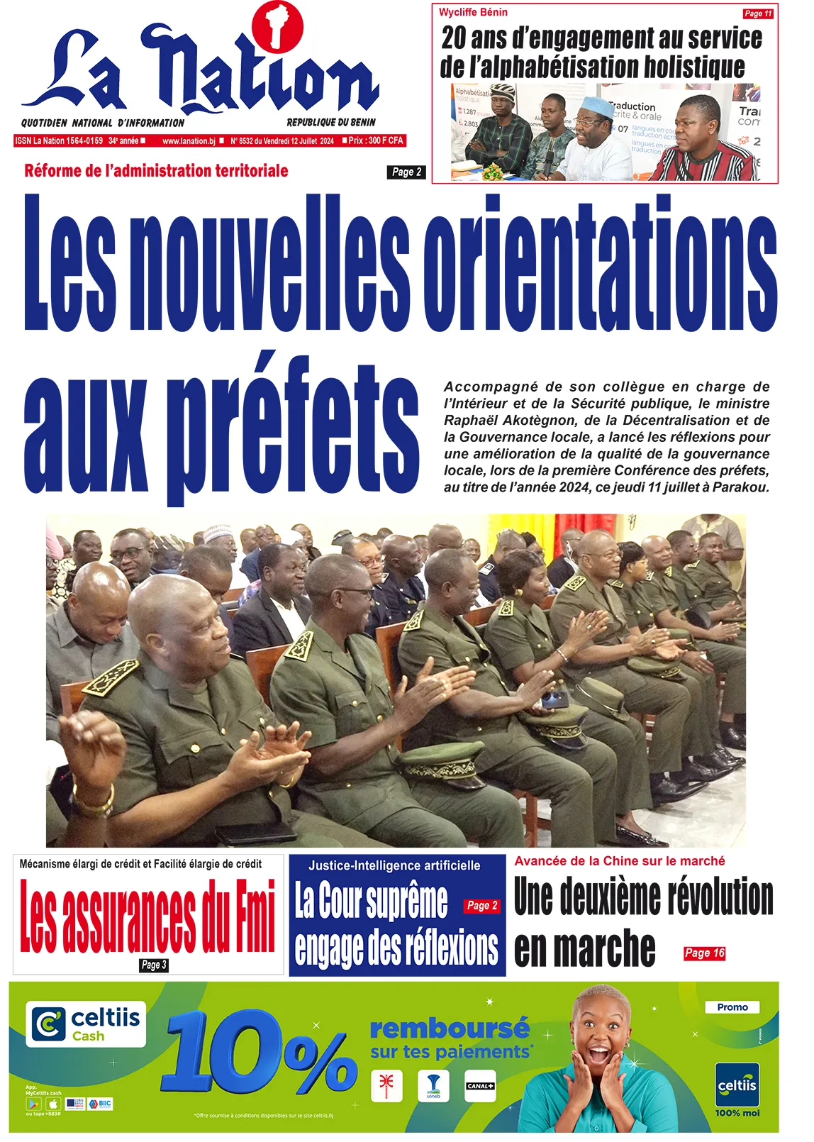 Quotidien ''La Nation'' du 12 Juillet 2024