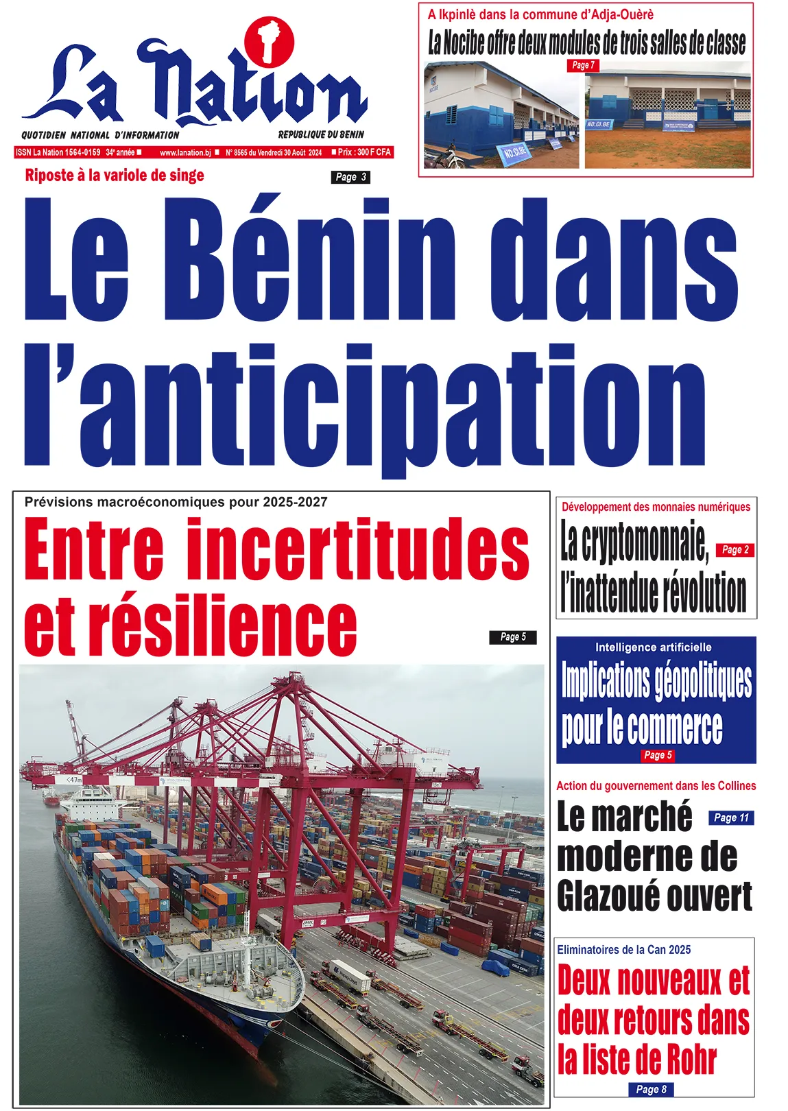 Quotidien ''La Nation'' du 30 Août 2024