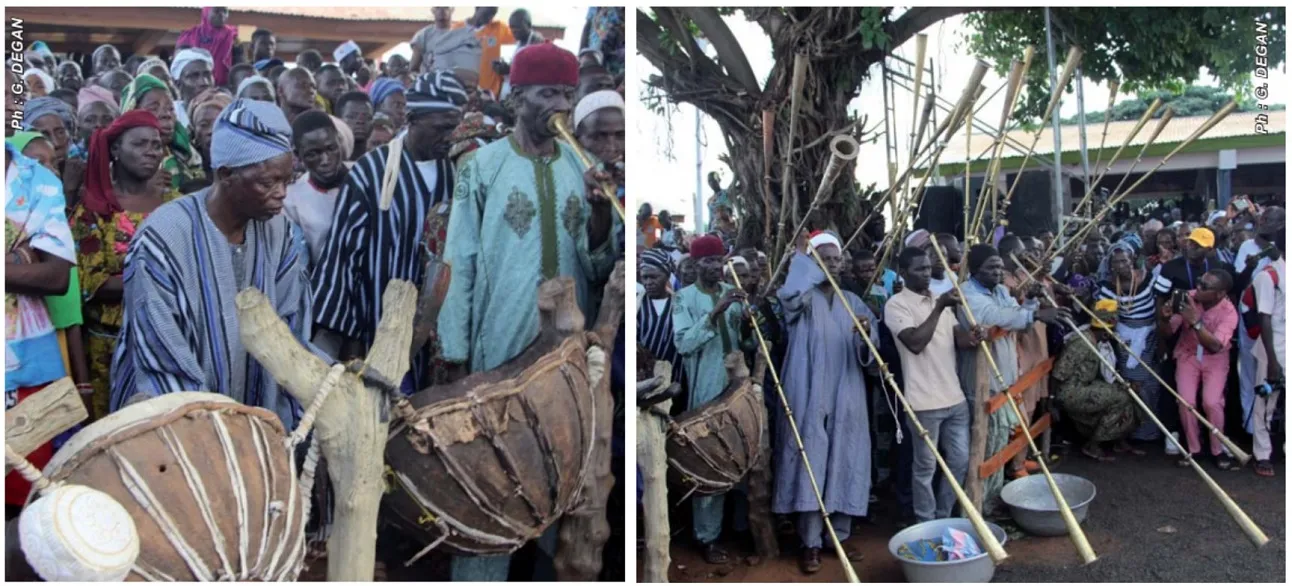 Les tambours sacrés et les trompettes marquent le démarrage des manifestations
