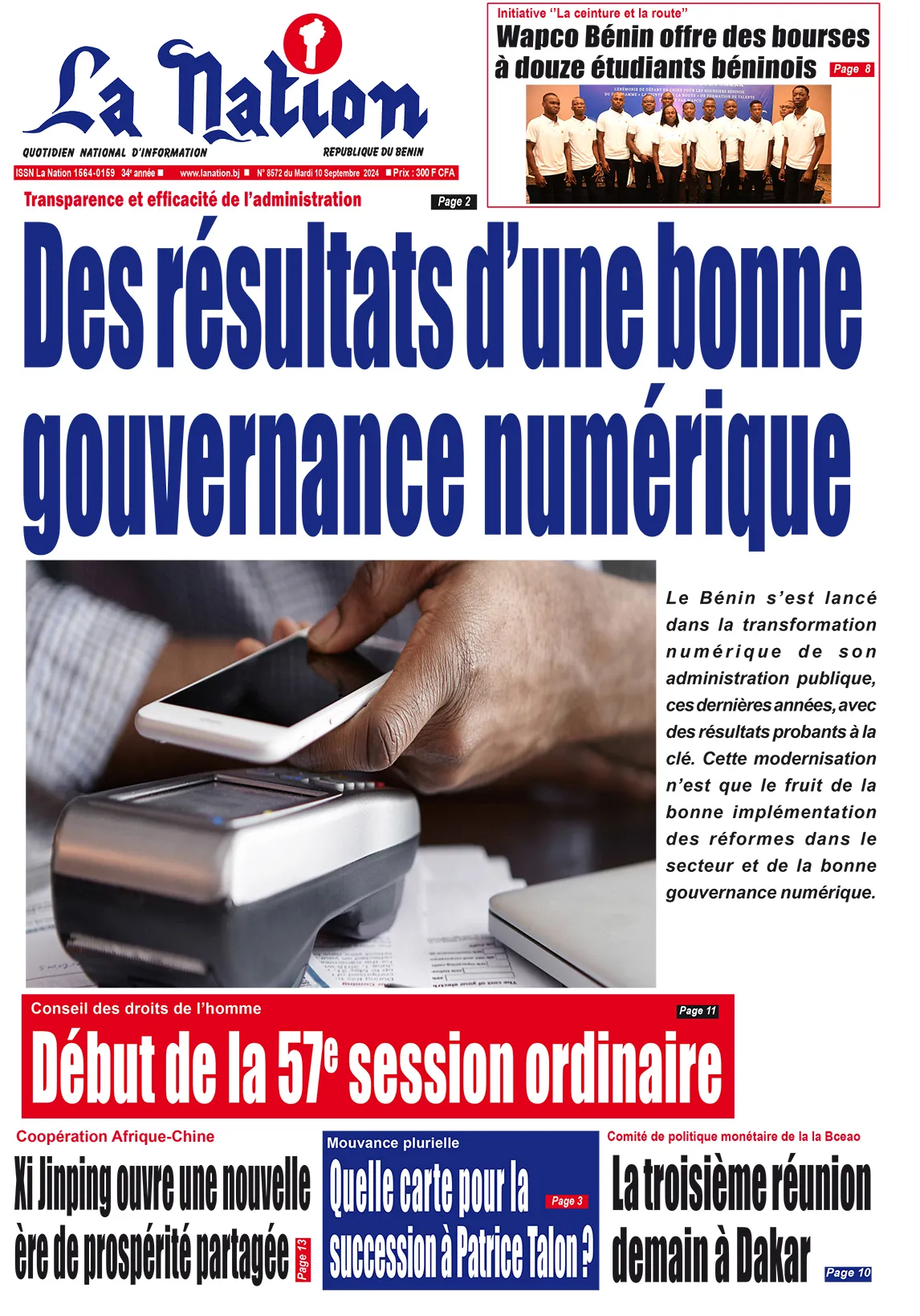 Quotidien ''La Nation'' du 10 Septembre 2024