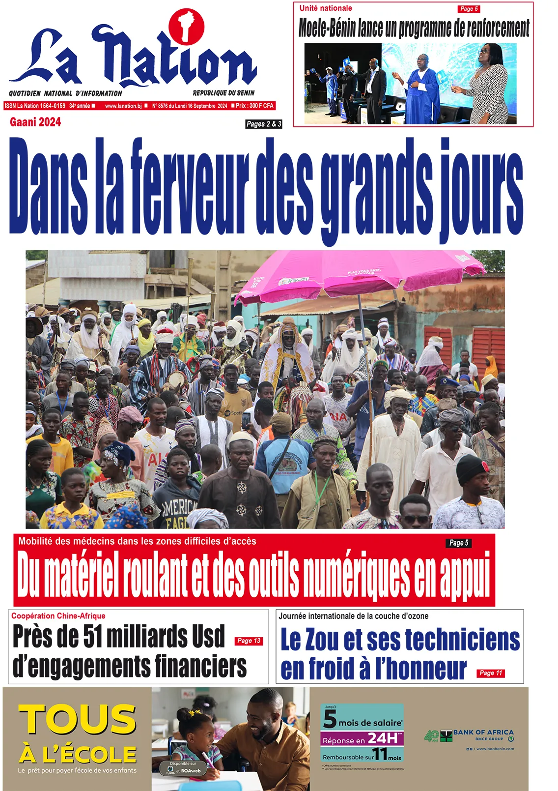 Quotidien ''La Nation'' du 16 Septembre 2024