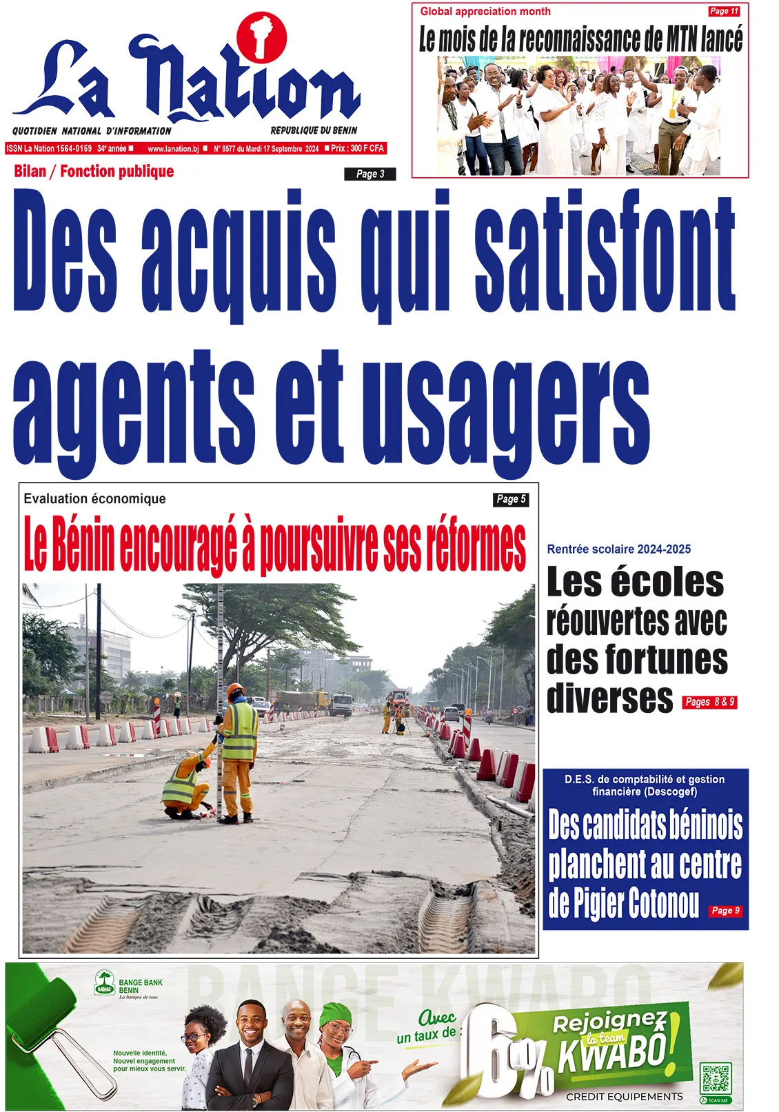 Quotidien ''La Nation'' du 17 Septembre 2024