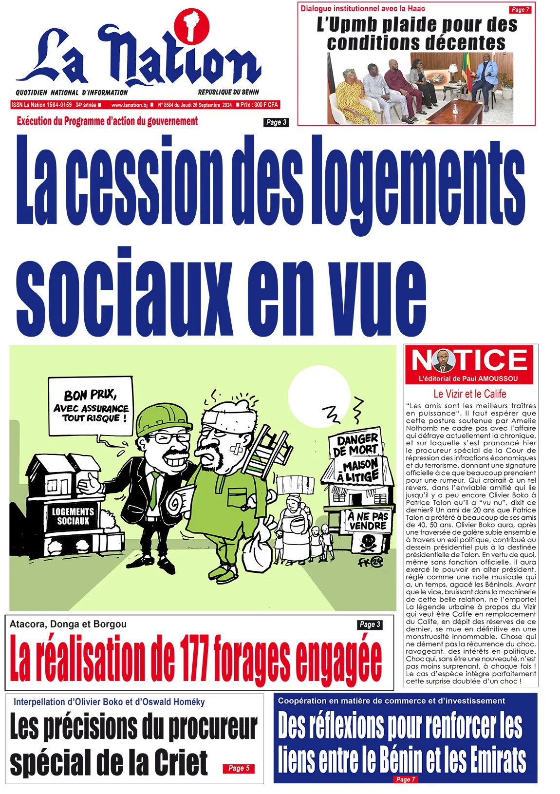Quotidien ''La Nation'' du 26 Septembre 2024