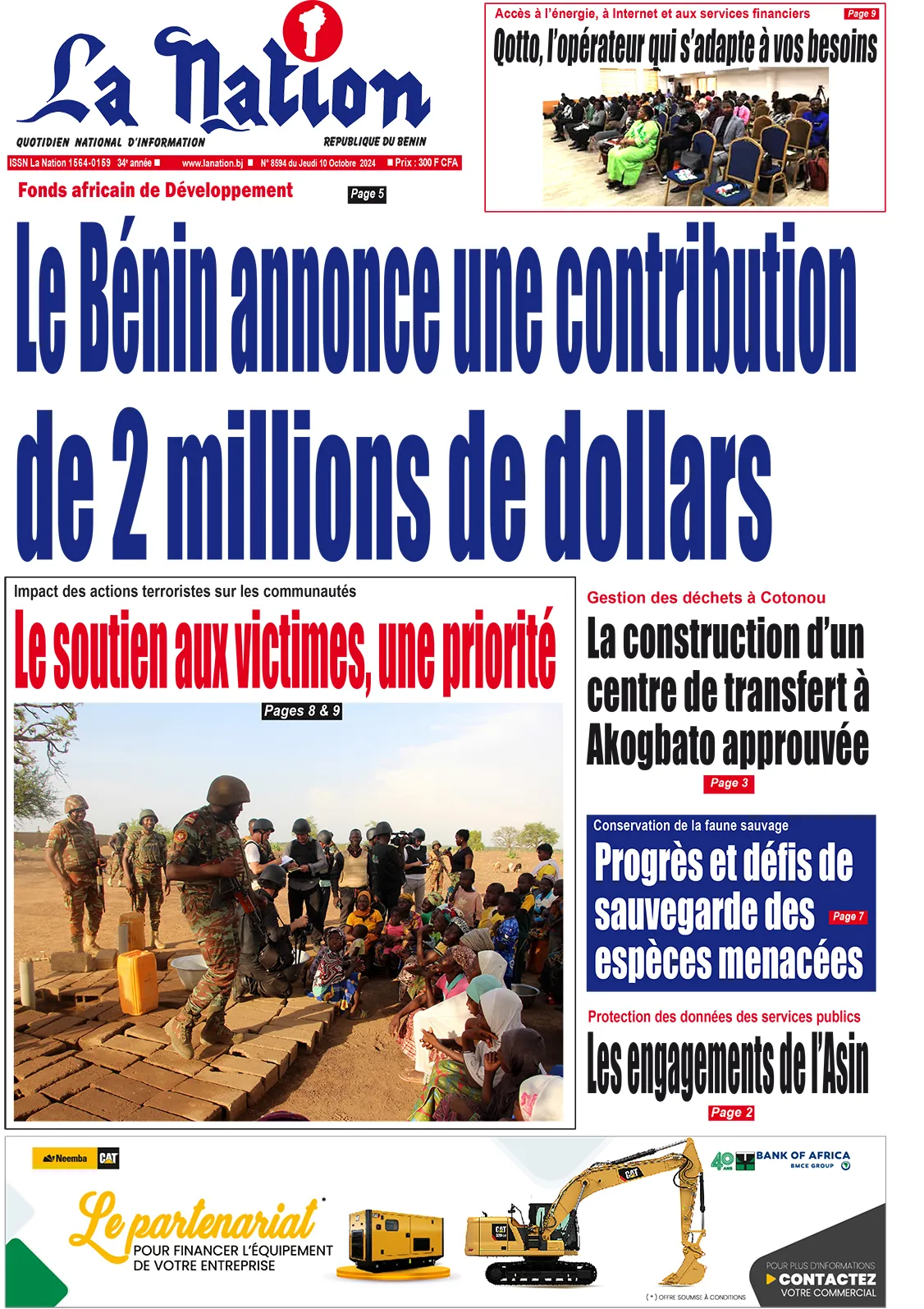 Quotidien ''La Nation'' du 10 Octobre 2024