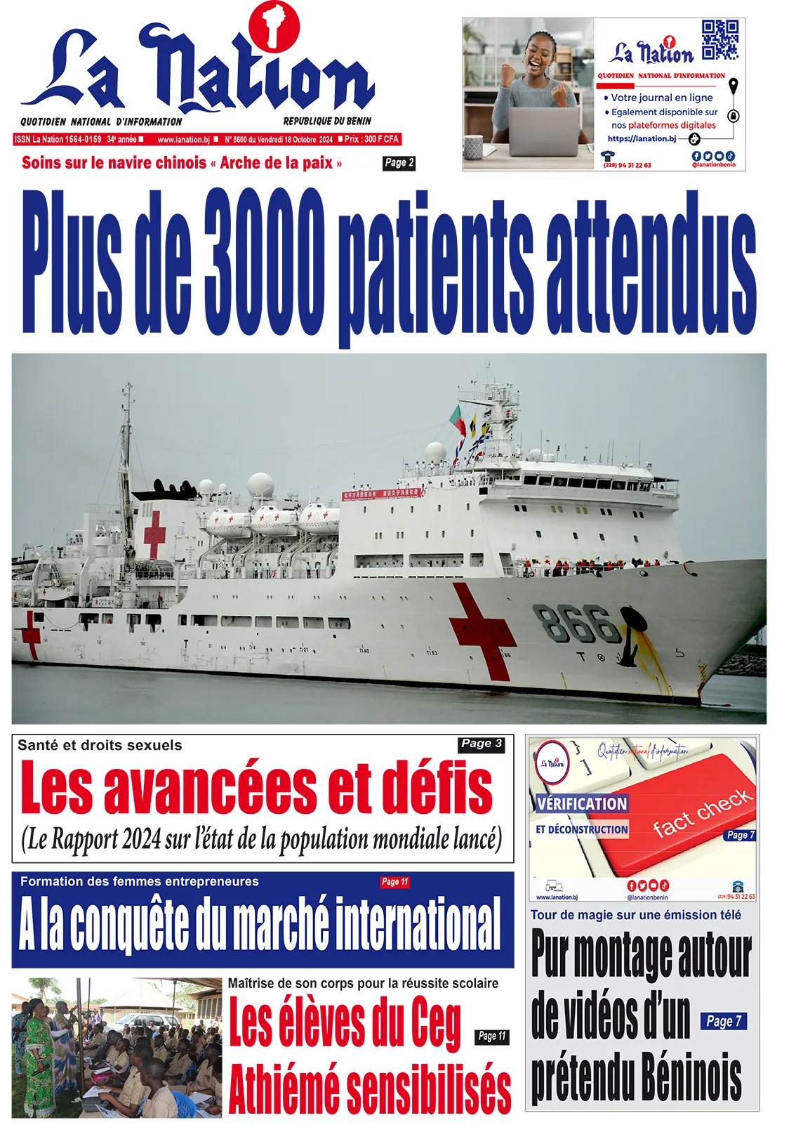 Quotidien ''La Nation'' du 18 Octobre 2024
