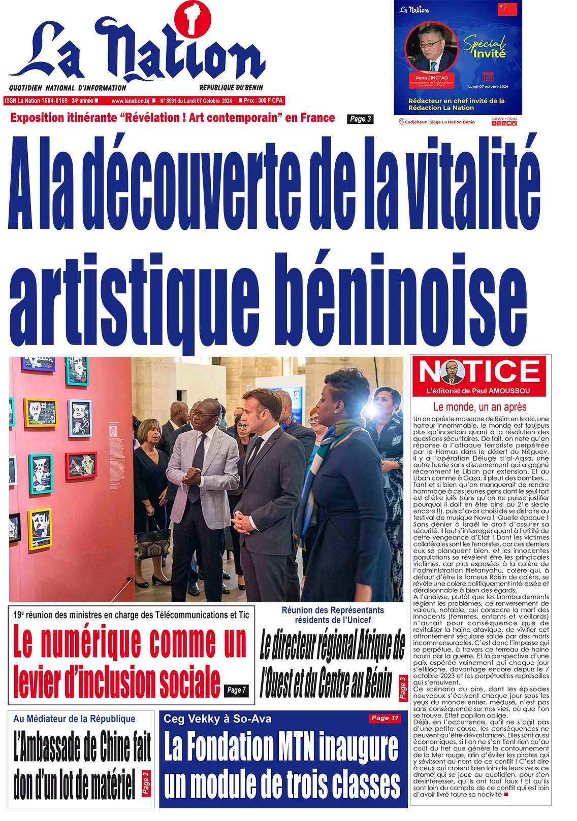 Quotidien ''La Nation'' du 07 Octobre 2024