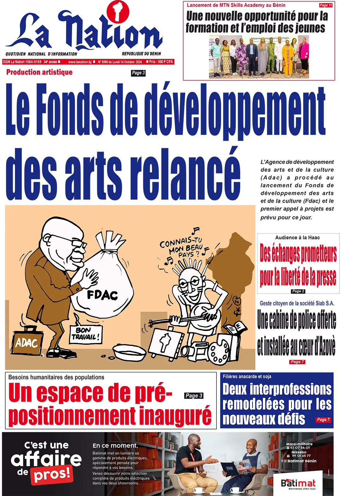 Quotidien ''La Nation'' du 14 Octobre 2024