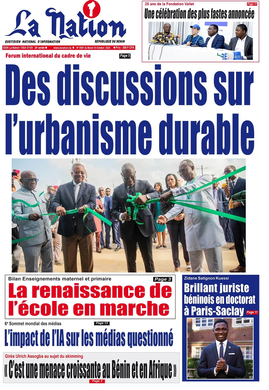 Quotidien ''La Nation'' du 15 Octobre 2024