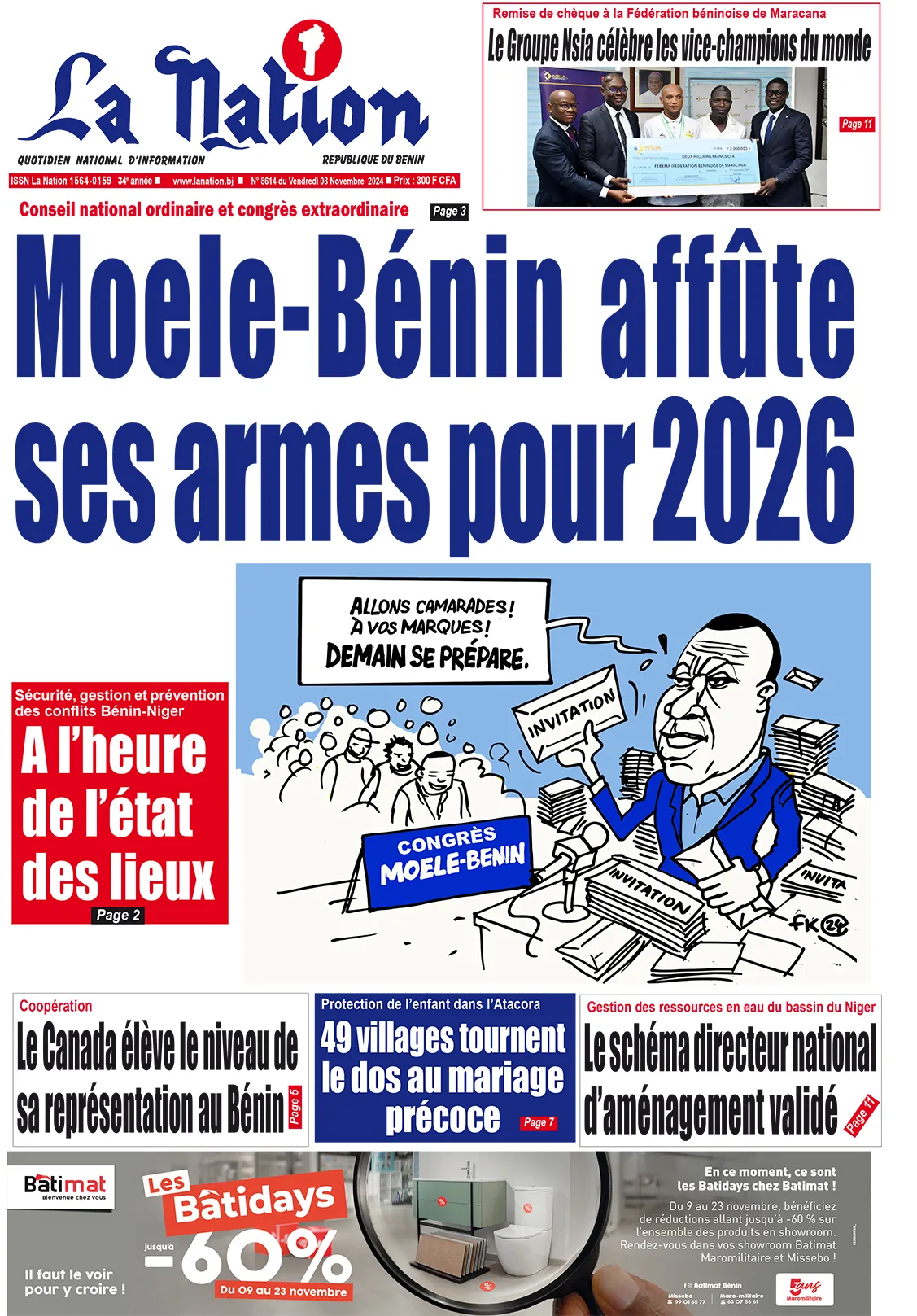 Quotidien ''La Nation'' du 08 Novembre 2024