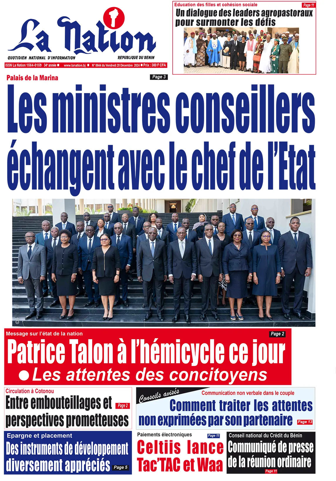 Quotidien ''La Nation'' du 20 Décembre 2024