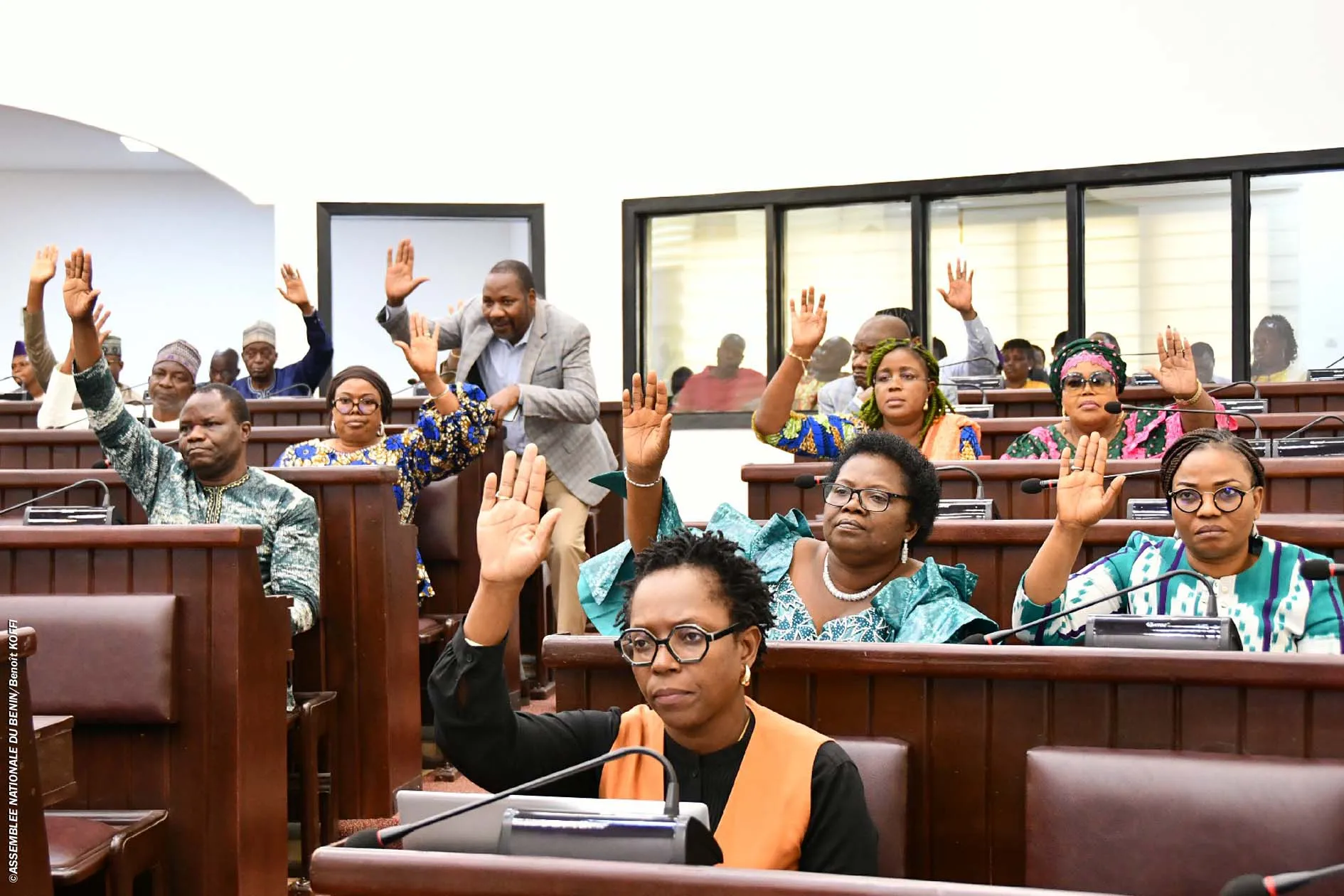 Les députés adoptant la loi portant organisation de l'exercice en clientèle privée des professions médicales et paramédicales de santé humaine