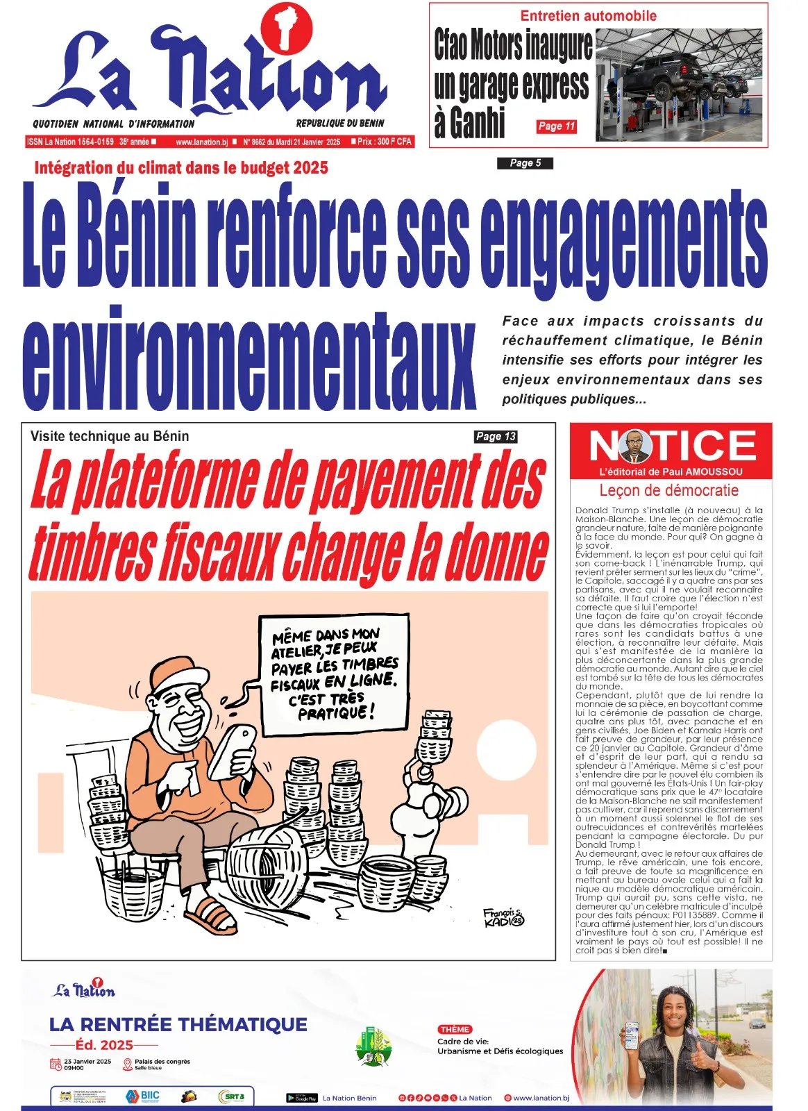Quotidien ''La Nation'' du 21 Janvier 2025