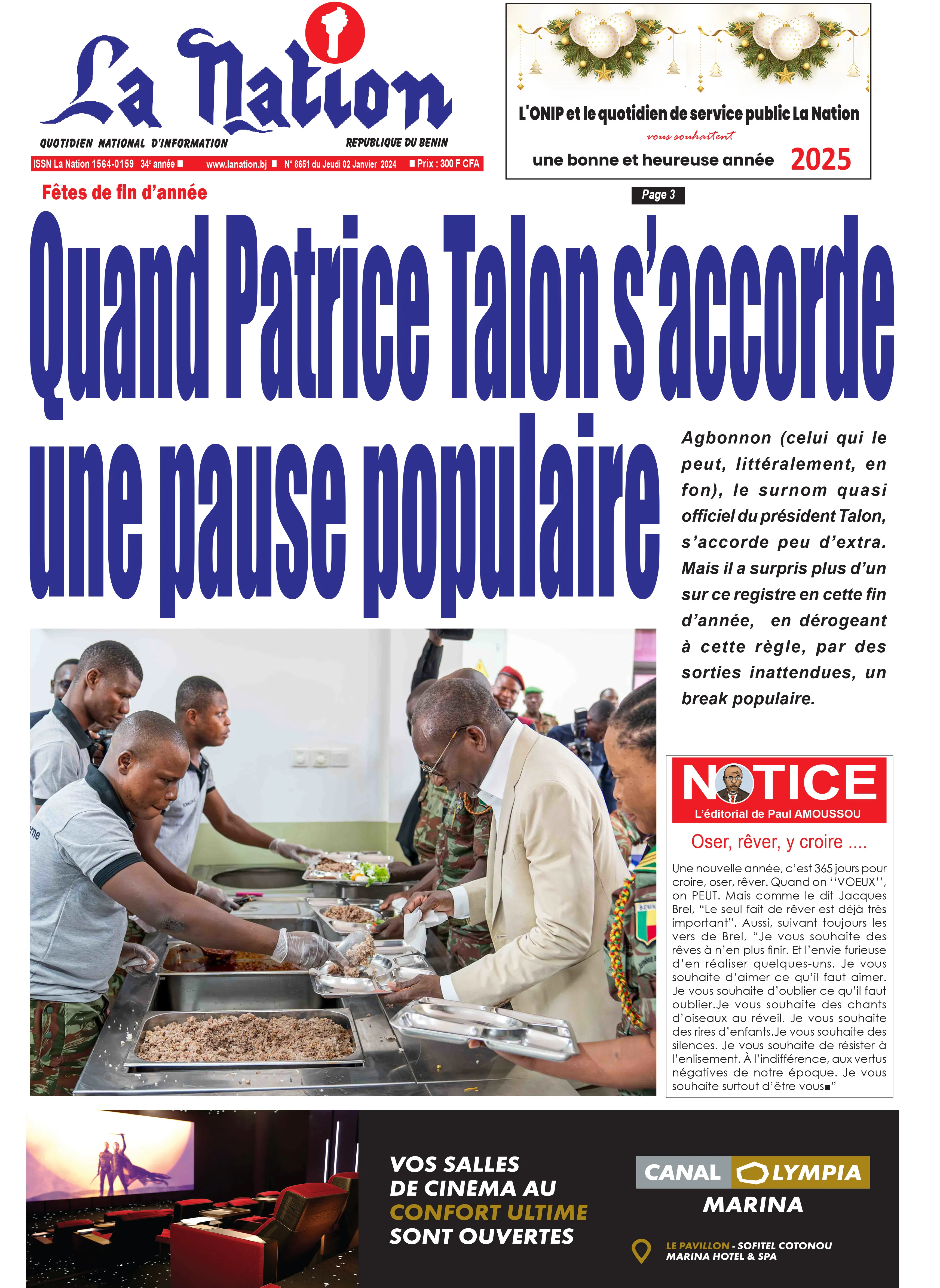 Quotidien ''La Nation'' du 02 Janvier 2025