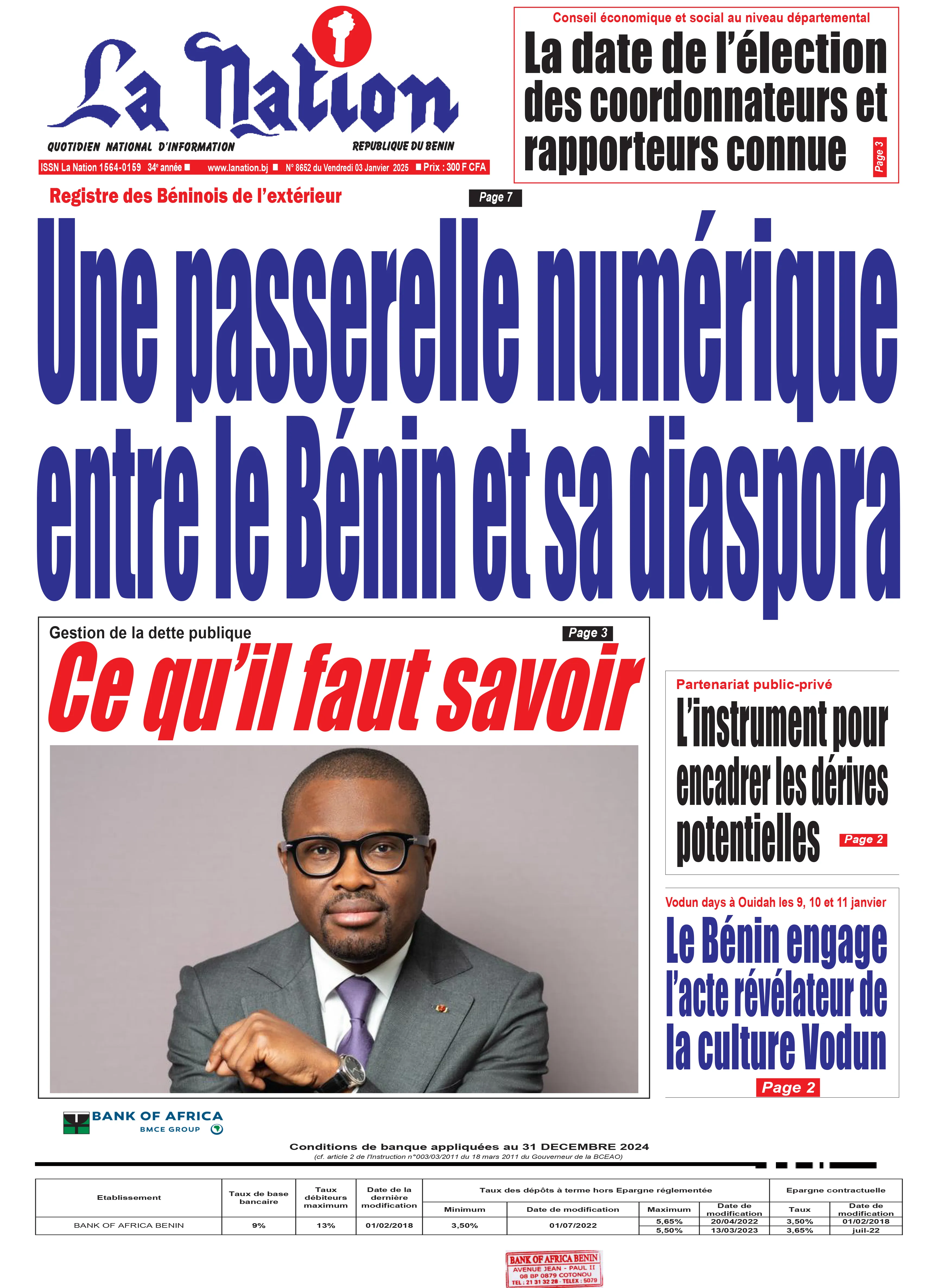 Quotidien ''La Nation'' du 03 Janvier 2025