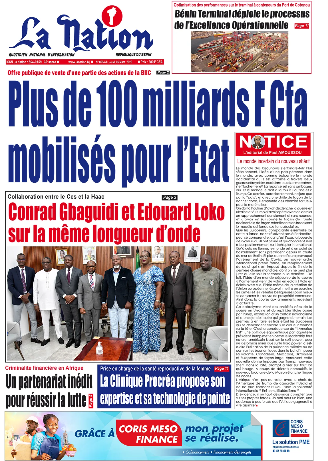 Quotidien ''La Nation'' du 06 Mars 2025