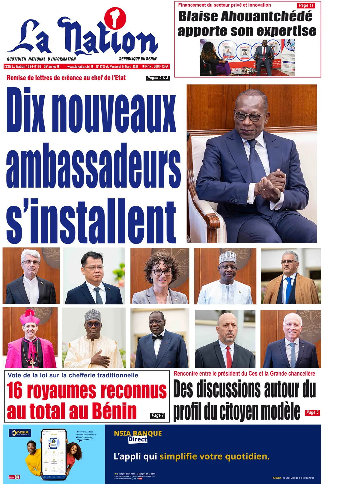 Quotidien ''La Nation'' du 14 Mars 2025