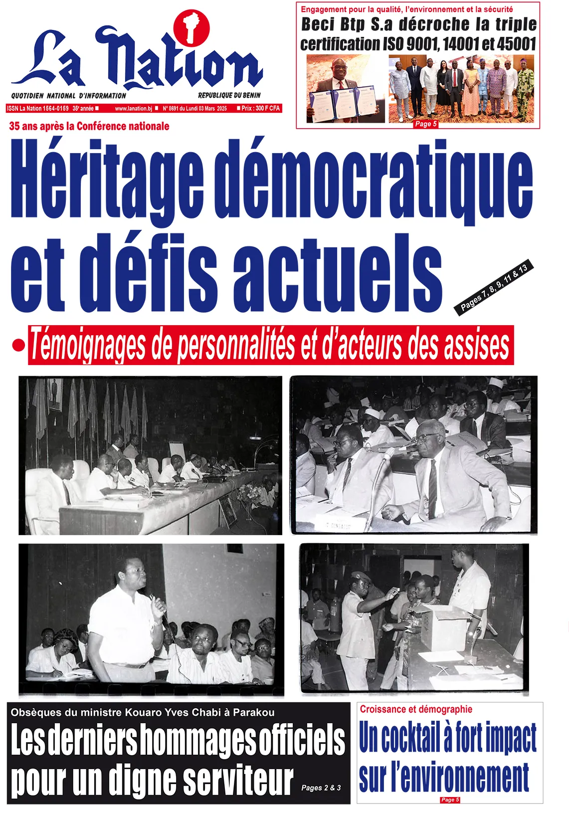 Quotidien ''La Nation'' du 03 Mars 2025