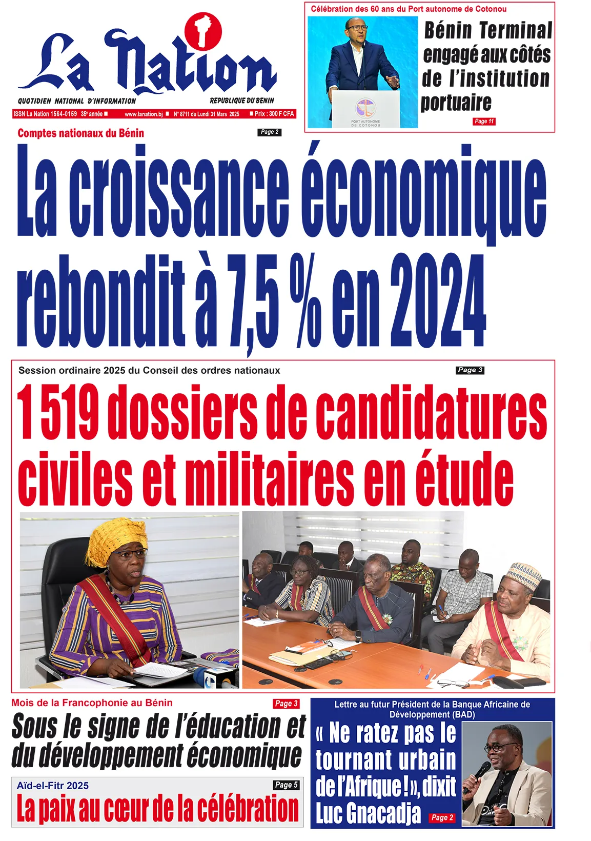 Quotidien ''La Nation'' du 31 Mars 2025