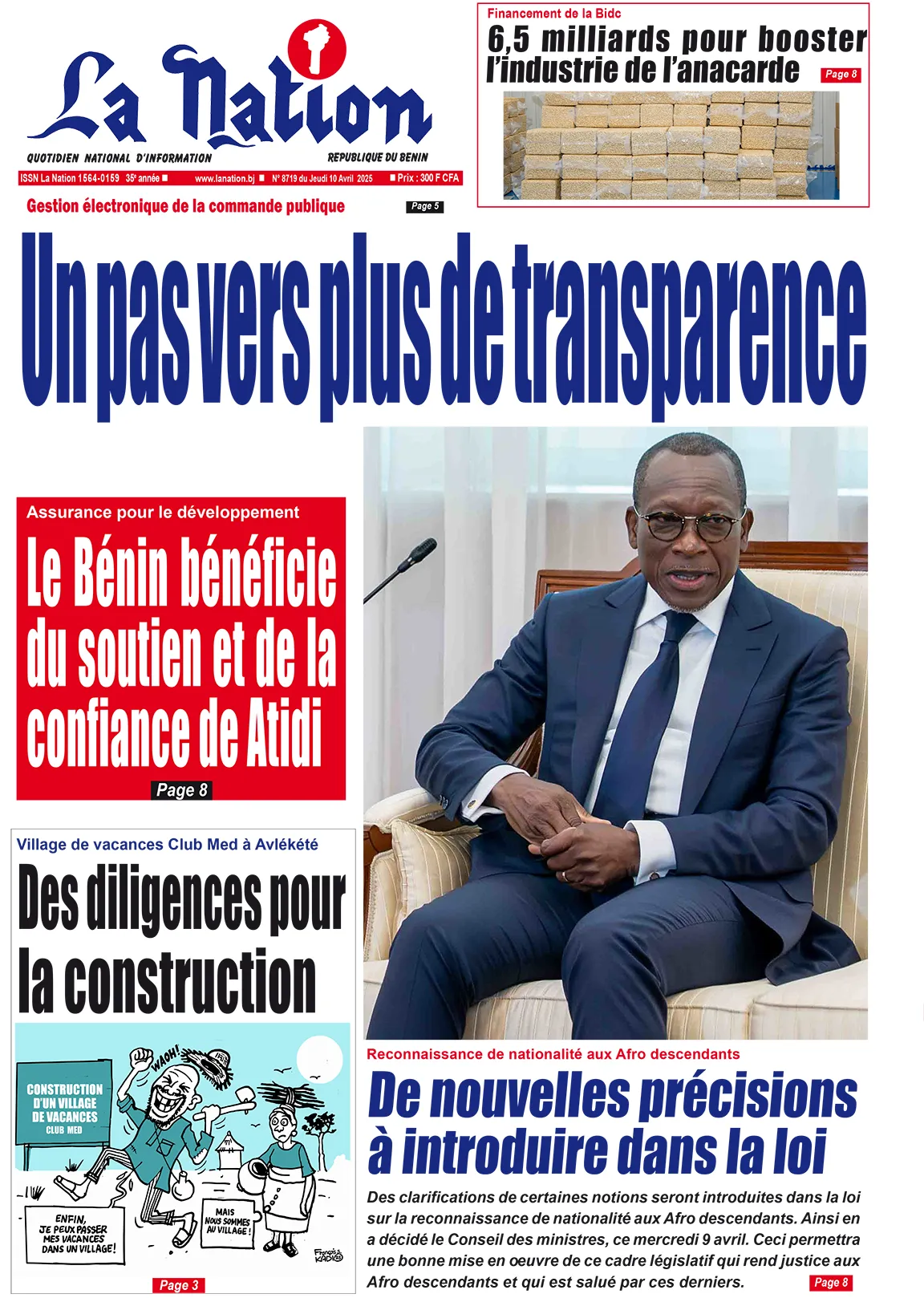 Quotidien ''La Nation'' du 10 Avril 2025
