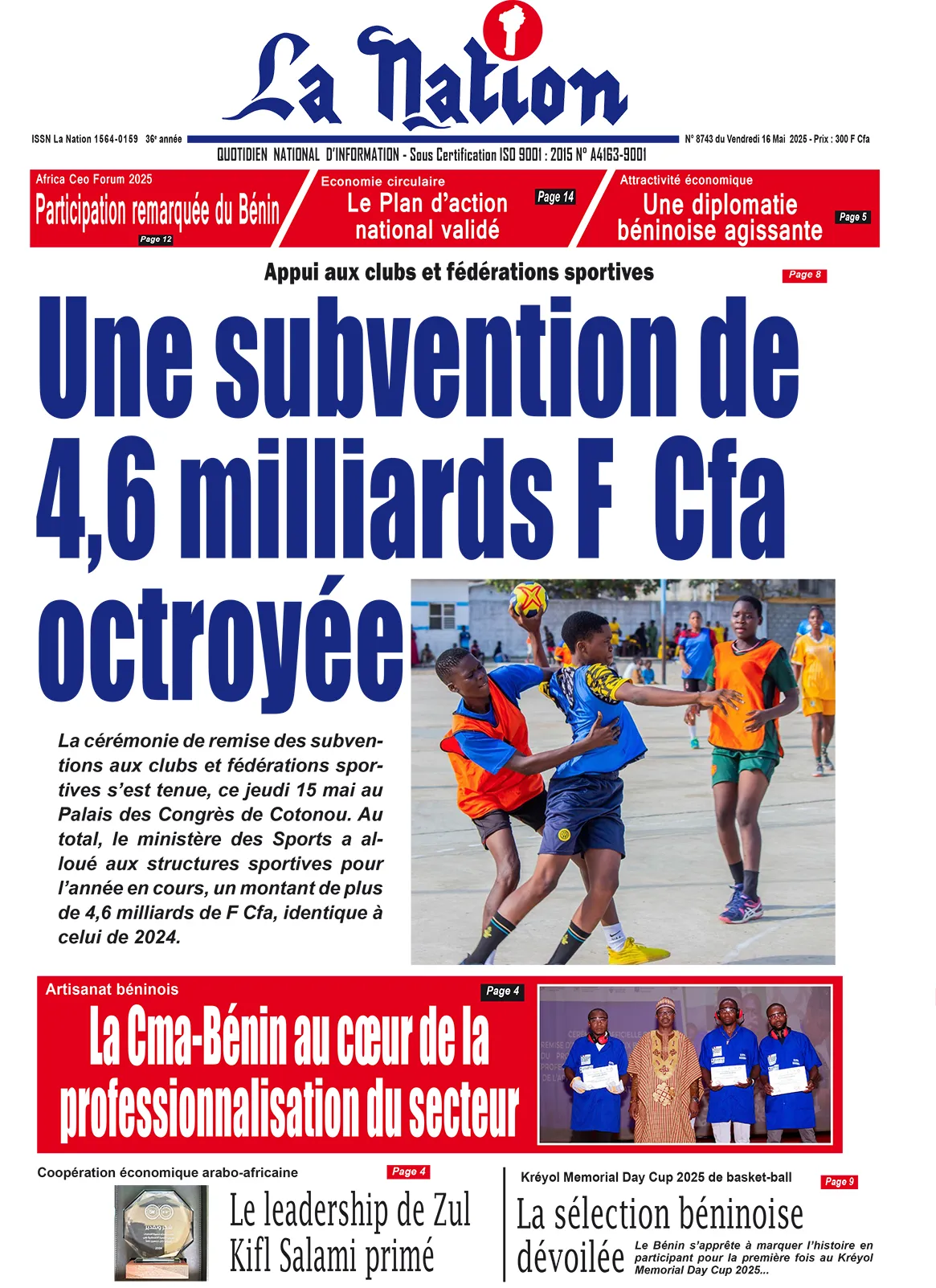 Quotidien ''La Nation'' du 16 Mai 2025