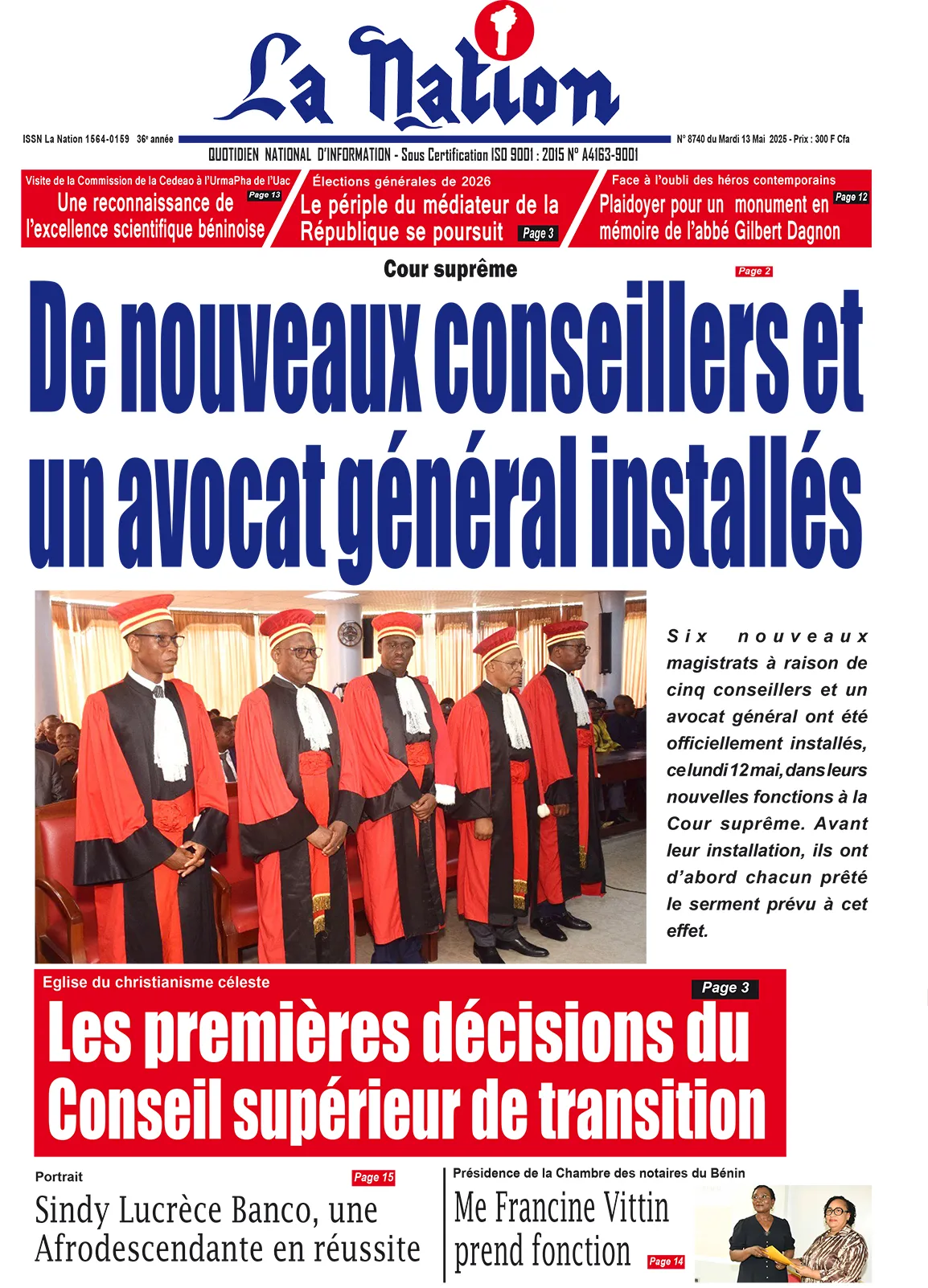 Quotidien ''La Nation'' du 13 Mai 2025