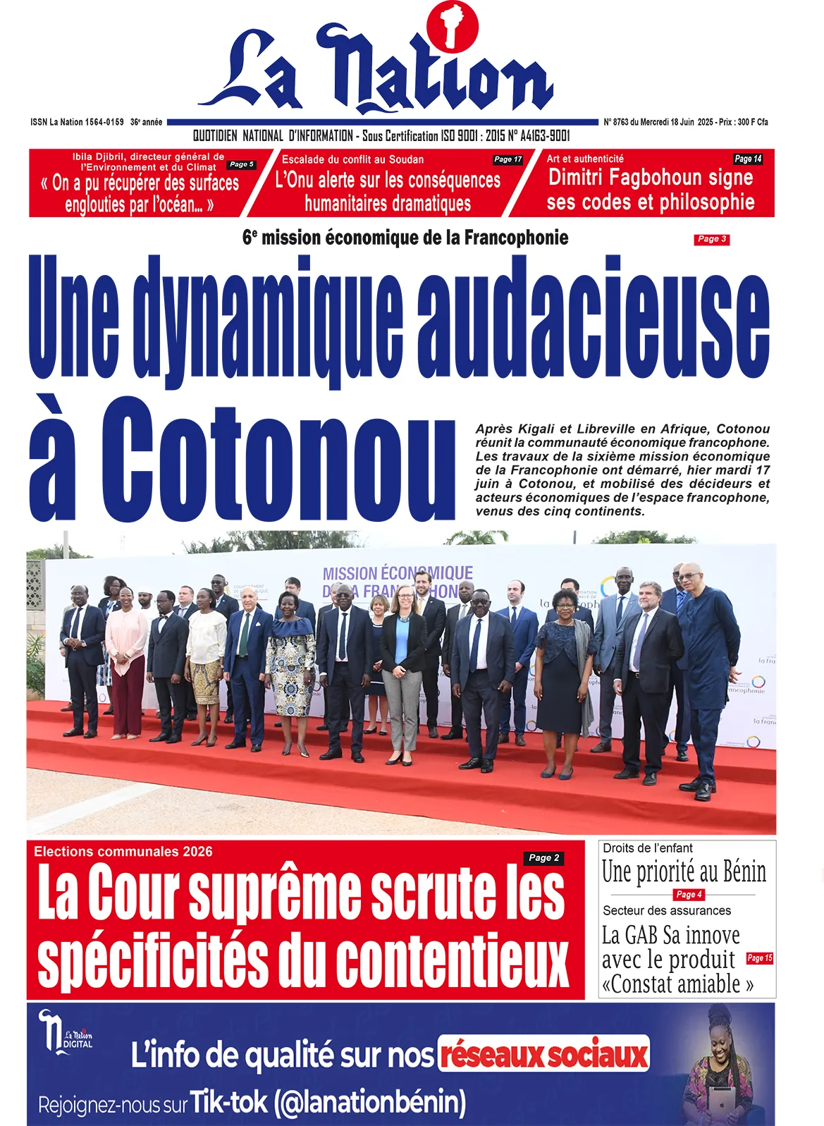 Quotidien La Nation du 18 Juin 2025