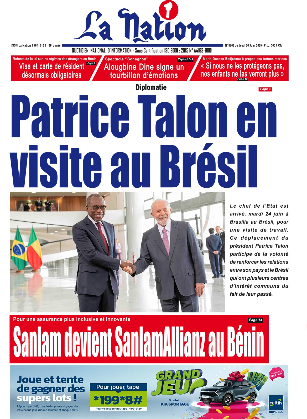 Quotidien La Nation du 26 Juin 2025
